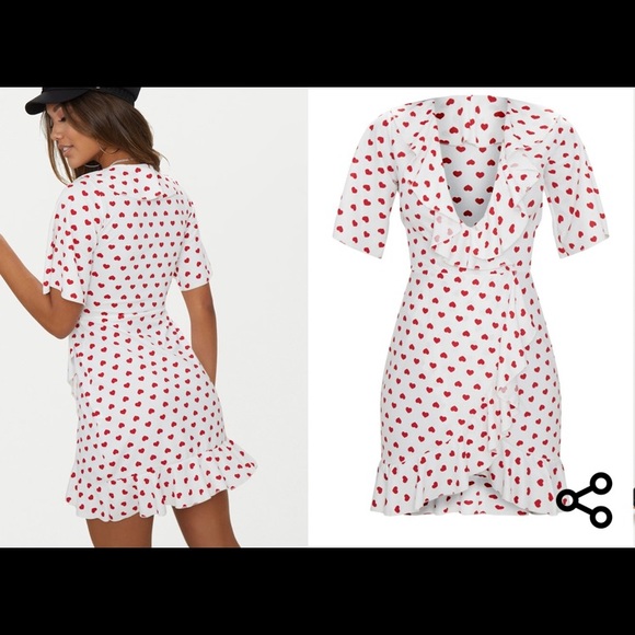 White and Red heart Wrap dress - Picture 2 of 2